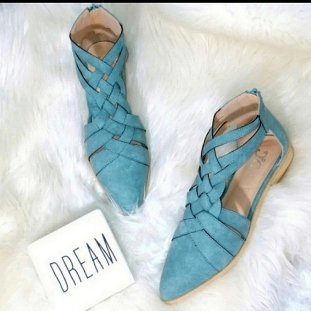 Boho Vibes Vegan Leather Shoes in Desert Blue